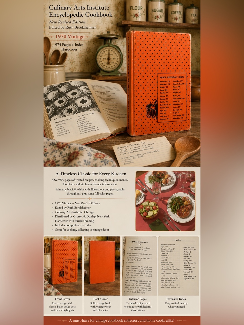 Vintage 1970 Culinary Arts Institute Encyclopedic Cookbook Retro Hardcover fun
